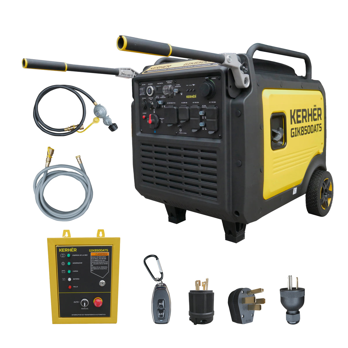 GENERADOR DE LUZ MULTICOMBUSTIBLE KERHER 8500W CON ATS MOTOR UKURA 15 HP GIK8500ATS