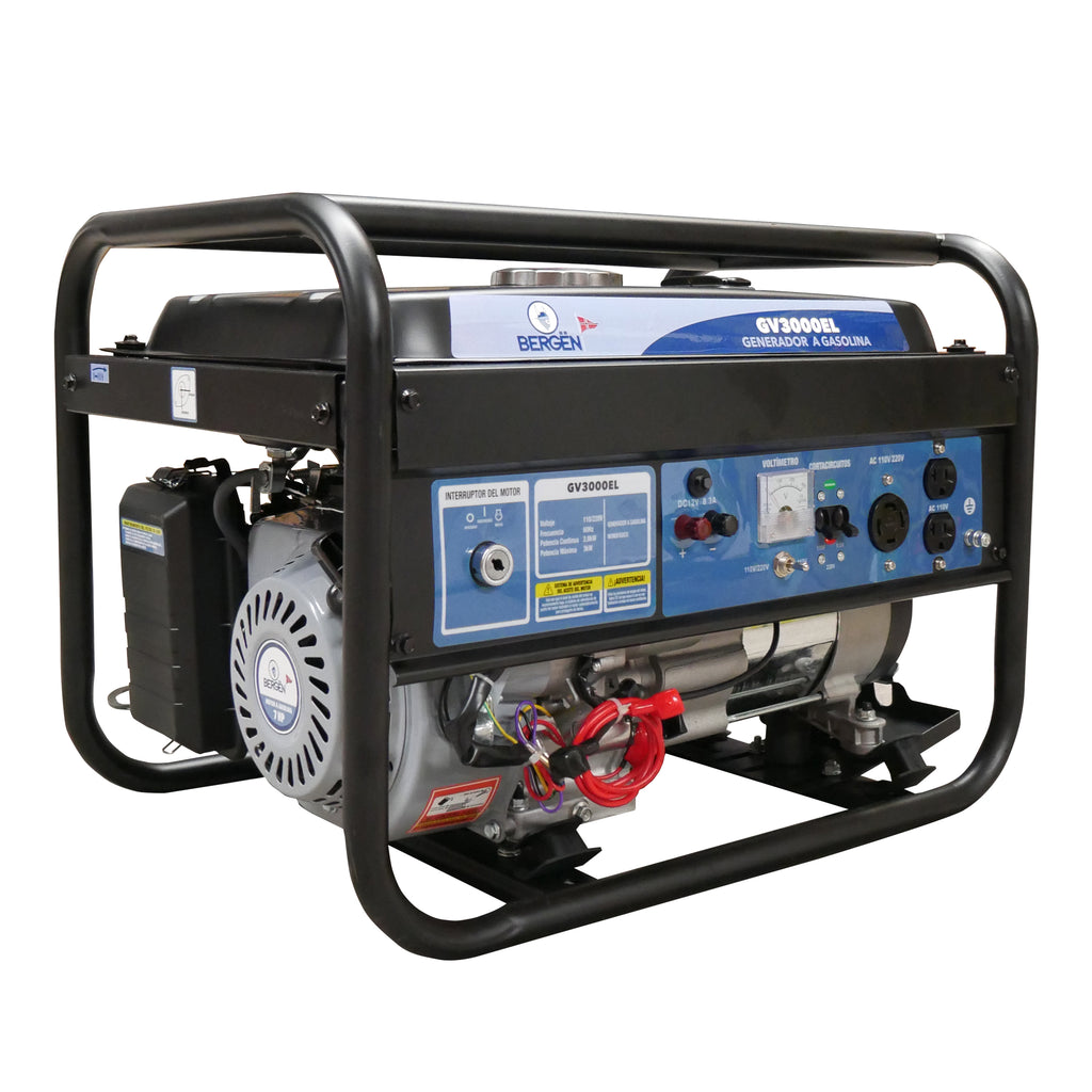 GENERADOR DE LUZ BERGEN GV3000EL ARRANQUE ELECTRICO 2800W C/MOTOR GAS. 7HP